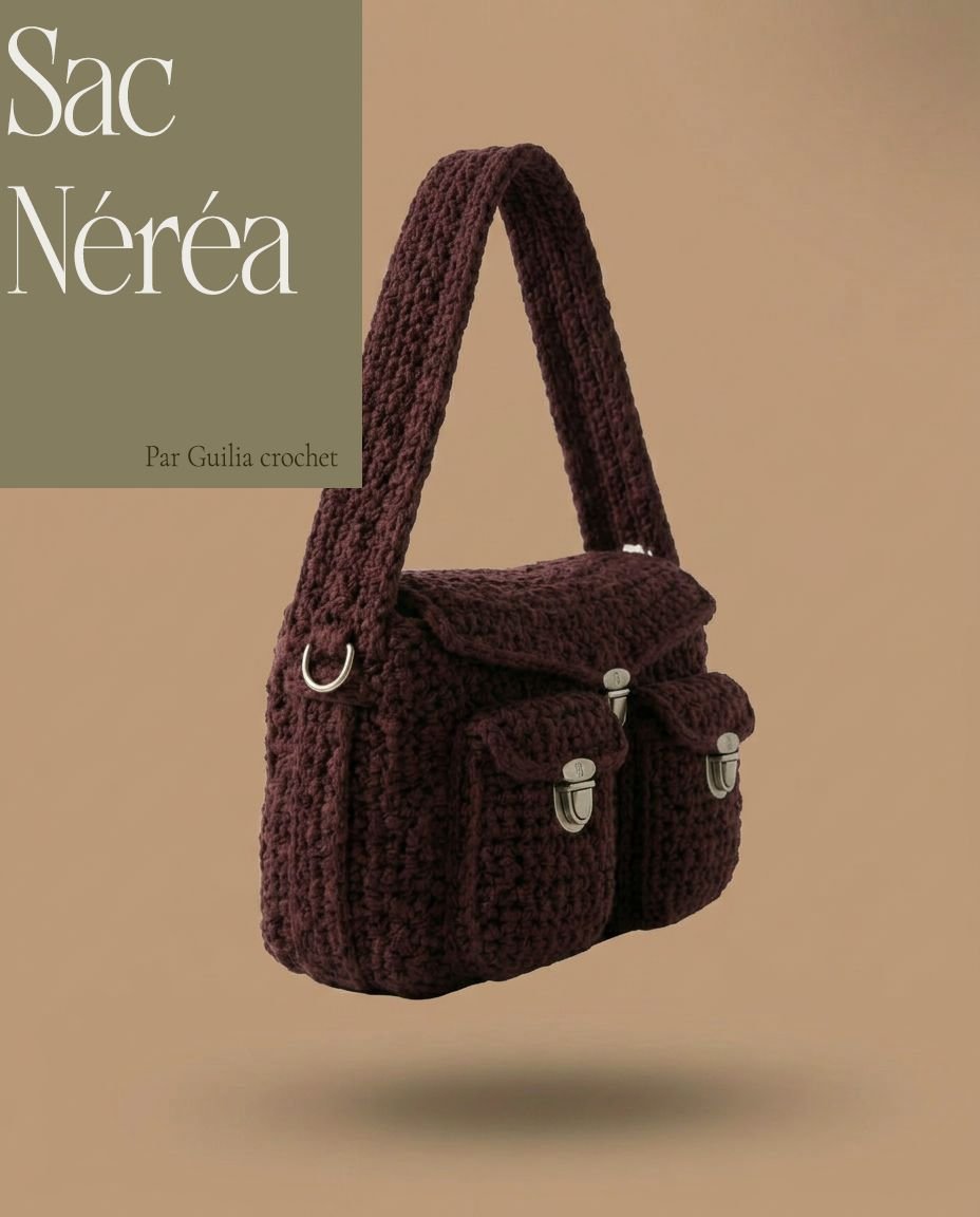 Patron Crochet PDF – Sac Besace Néréa avec Poches (Tutoriel Pas à Pas)